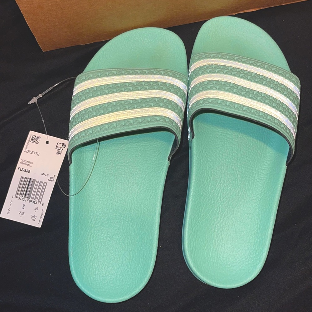 Adidas Adilette Mint green slides